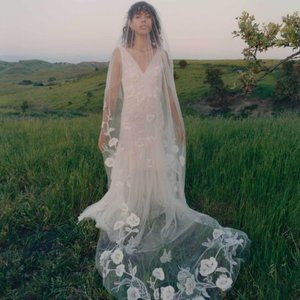 Floravere Cathedral Length Meadow Floral Appliqué Veil